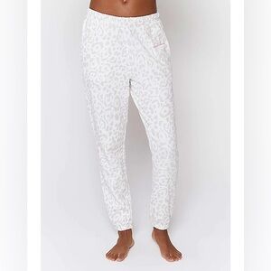 Spiritual Gangster Laguna Jogger Sweat Pants in Snow Leopard Sz Small